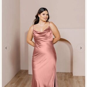 Revelry Skye Satin Dress in Desert Rose